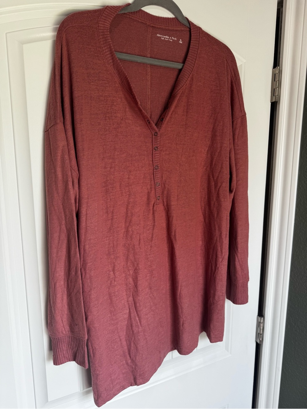 Abercrombie & Fitch Soft A&F Cozy Henley Tunic Top XL Pink NWT